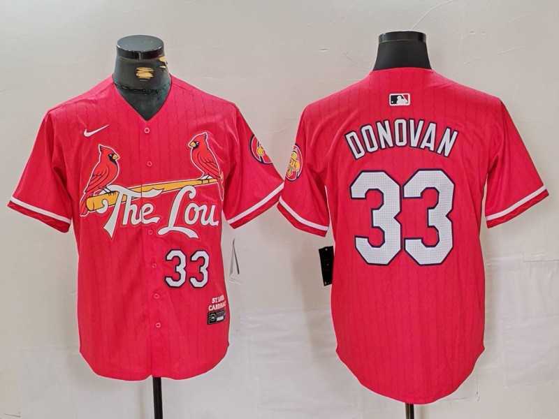 Mens St Louis Cardinals #33 Brendan Donovan Red 2024 City Connect Limited Stitched Baseball Jersey